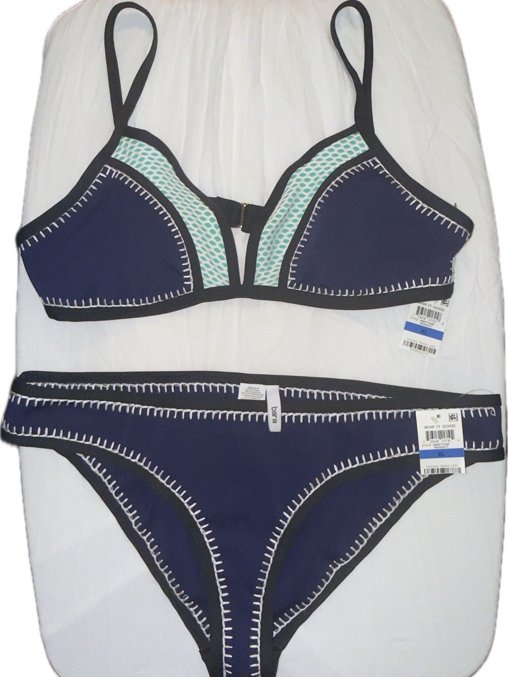 Bar III Navy Bikini with Mint Accent Trim
